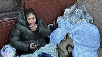 Migrant families floyd bennett tent evacuation rain