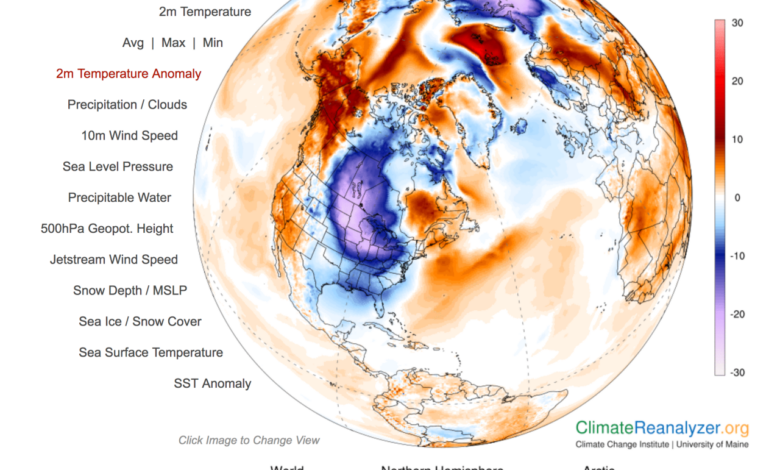 Freezing temperatures cold weather map