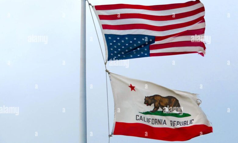 Huge USA flag upside down Yosemite National Park